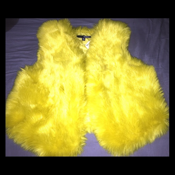 Coats | Neon Yellow Faux Fur Vest 